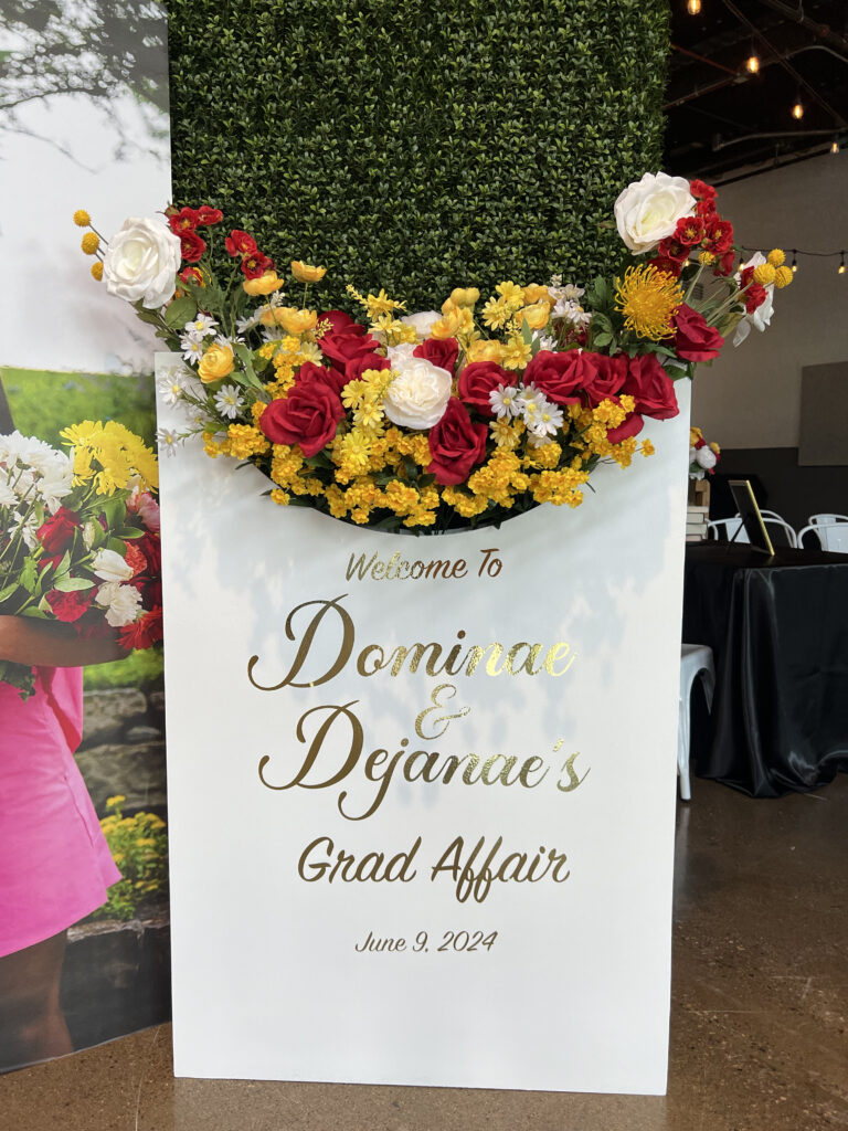 Flower Box welcome sign party rental event stylist in Indianapolis bridal shower